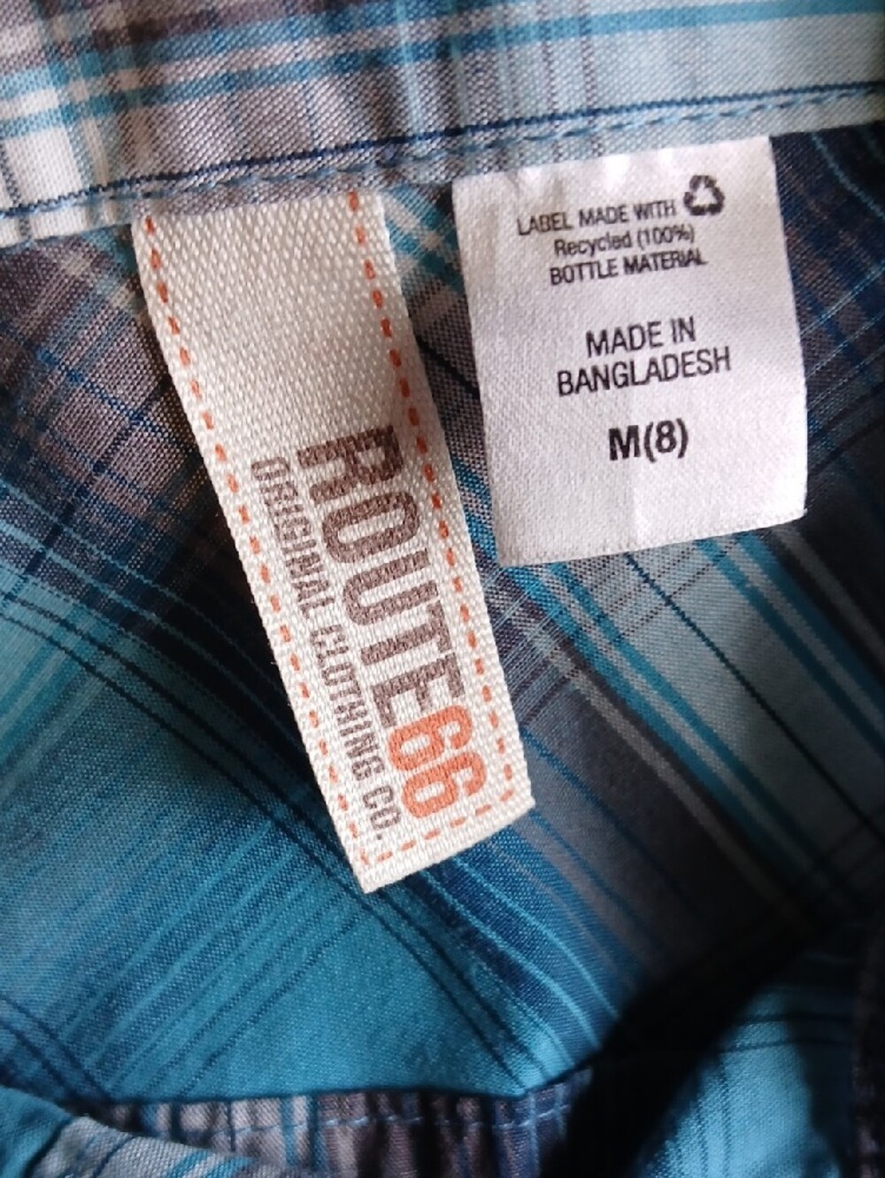 Route 66 Teal and Navy Plaid Button Shirt - Picture 2 of 5